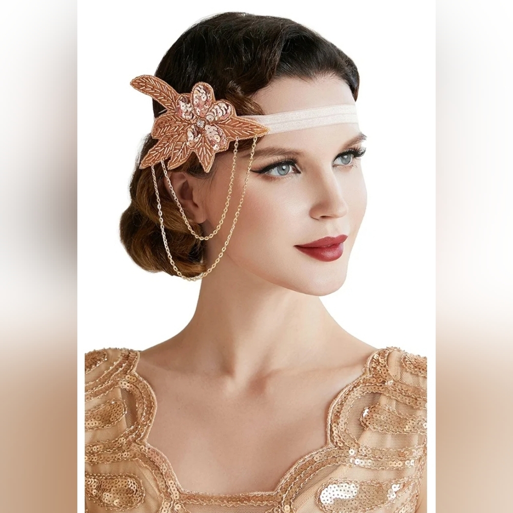 Elegant Gold Floral Headband